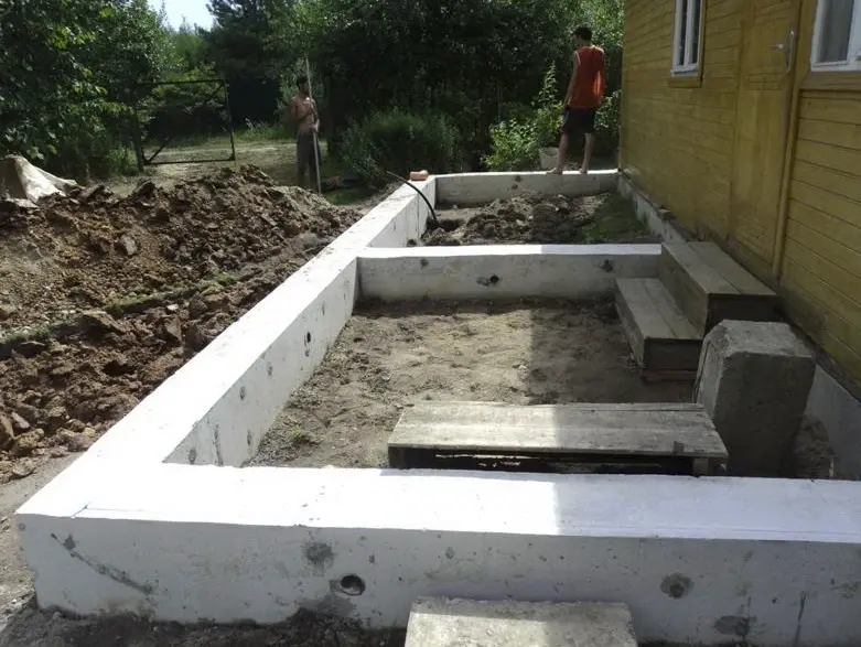 Варіант фундаменту для веранди з урахуванням навантаження